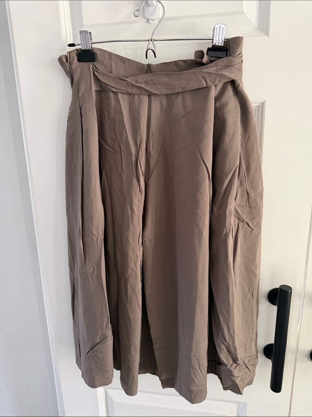 Women's Taupe Wrap Skirt with Tie Waist - Picture 3 of 6